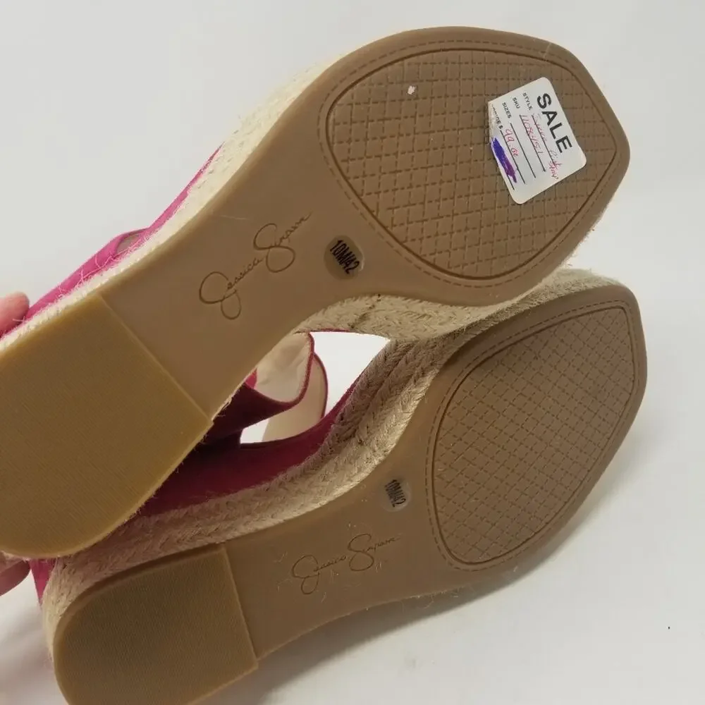 Jessica Simpson New Pink Suede‎ Leather Wedges NWT Size 10